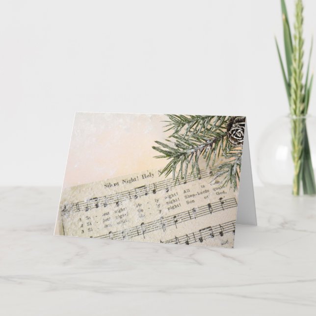 Weihnachts-Carolmusik im Schnee Feiertagskarte (Vorderseite)