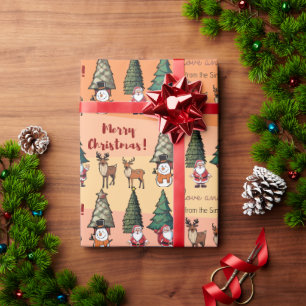 Weihnachts-Carton-Muster - Schneemann Santa Rentie Geschenkpapier
