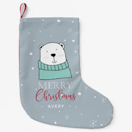 Weihnachts-Cartoon Bär Personalisiert Kleiner Weihnachtsstrumpf