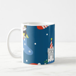 Weihnachts-Cartoon Cats Niedliches Muster Kaffeetasse