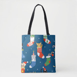 Weihnachts-Cartoon Cats Niedliches Muster Tasche