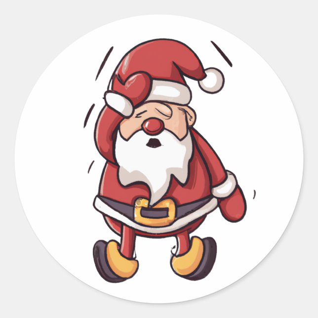 Weihnachts-Cartoon-Charakter - Santa Runder Aufkleber (Vorderseite)