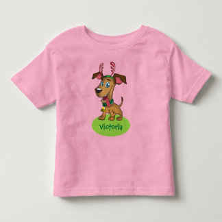Weihnachts-Cartoon Doggie mit Kindername Kleinkind T-shirt