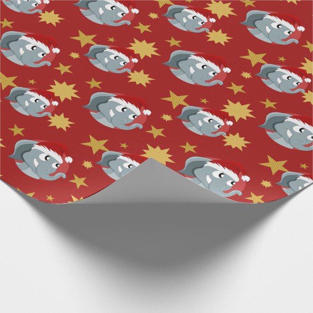 Weihnachts-Cartoon mit einem niedlichen Elefanten- Geschenkpapier (Ecke)