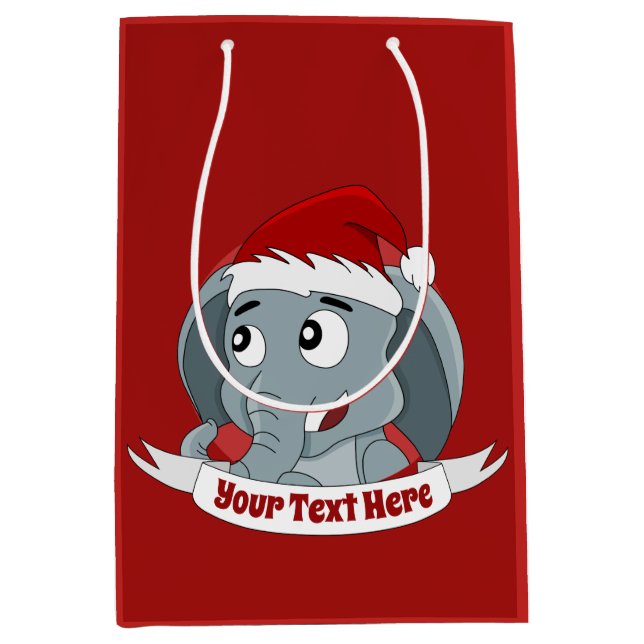 Weihnachts-Cartoon mit einem niedlichen Elefanteng Mittlere Geschenktüte (Vorderseite)