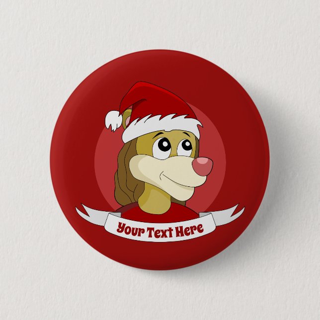 Weihnachts-Cartoon mit niedlichem Löwenknopf Button (Vorderseite)