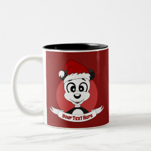 Weihnachts-Cartoon mit niedlichem Panda Bär Zwei-T Zweifarbige Tasse