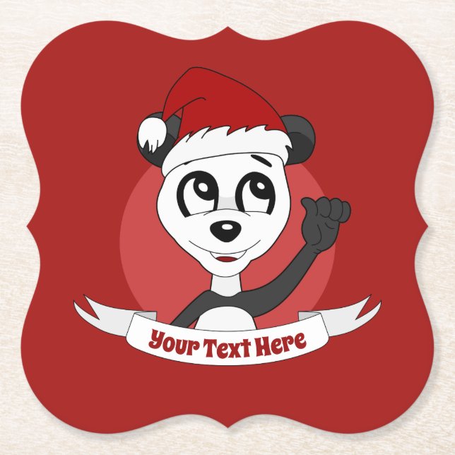 Weihnachts-Cartoon mit niedlichem Panda-Bärenküste Untersetzer (Vorderseite)