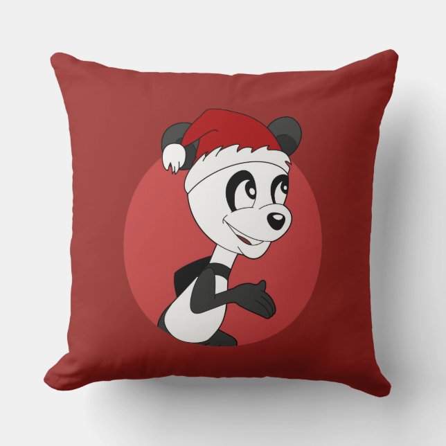 Weihnachts-Cartoon mit niedlichem Panda-Bärenwurf Kissen (Vorderseite)