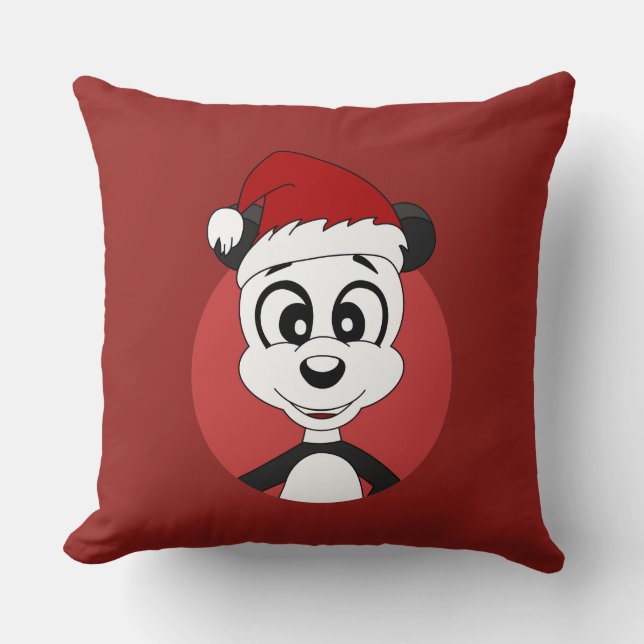 Weihnachts-Cartoon mit niedlichem Panda-Bärenwurf Kissen (Vorderseite)