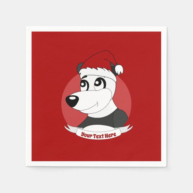 Weihnachts-Cartoon mit niedlichen Panda-Servietten Serviette (Vorderseite)