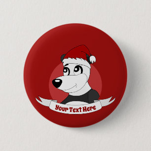 Weihnachts-Cartoon mit süßem Panda-Bär-Knopf Button