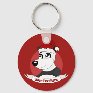 Weihnachts-Cartoon mit süßem Panda-Bär-Schlüsselan Schlüsselanhänger
