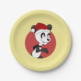 Weihnachts-Cartoon mit süßem Panda-Bären-Papiertel Pappteller