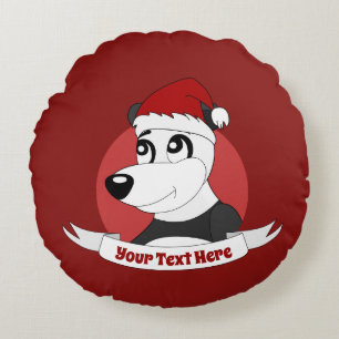 Weihnachts-Cartoon mit süßem Panda-Bären rund um d Rundes Kissen