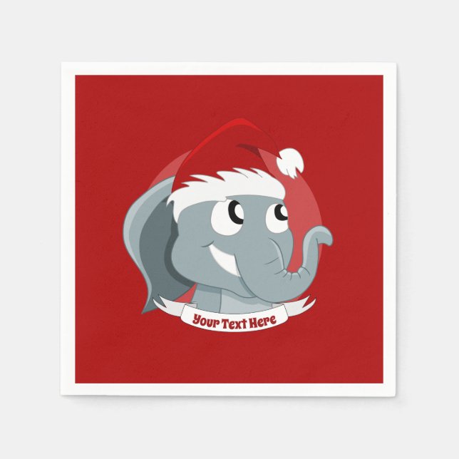 Weihnachts-Cartoon niedlicher Elefantenservietten Serviette (Vorderseite)