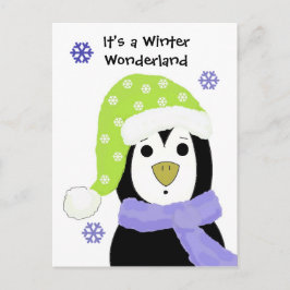 Weihnachts-Cartoon Penguin Feiertagspostkarte