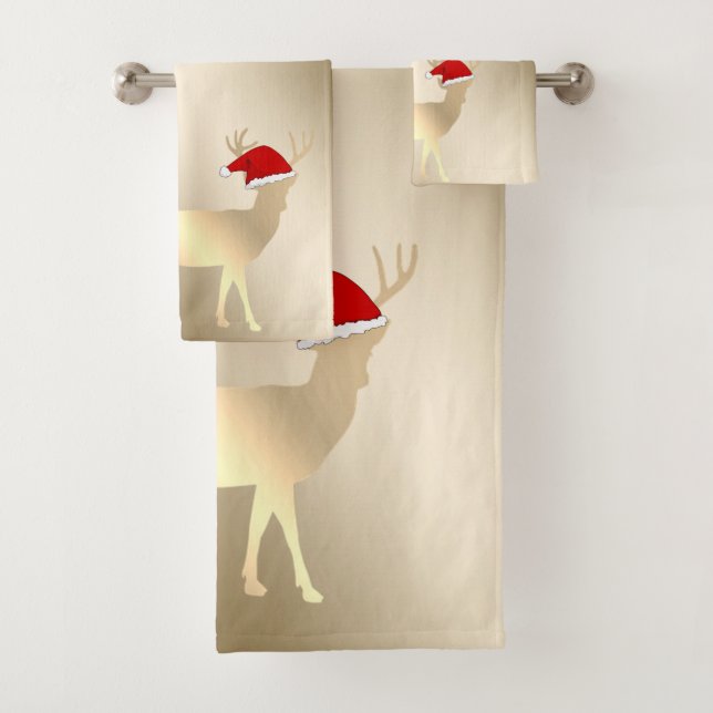 Weihnachts-Cartoon-Rentier, Schneeflocken Badhandtuch Set (Insitu)