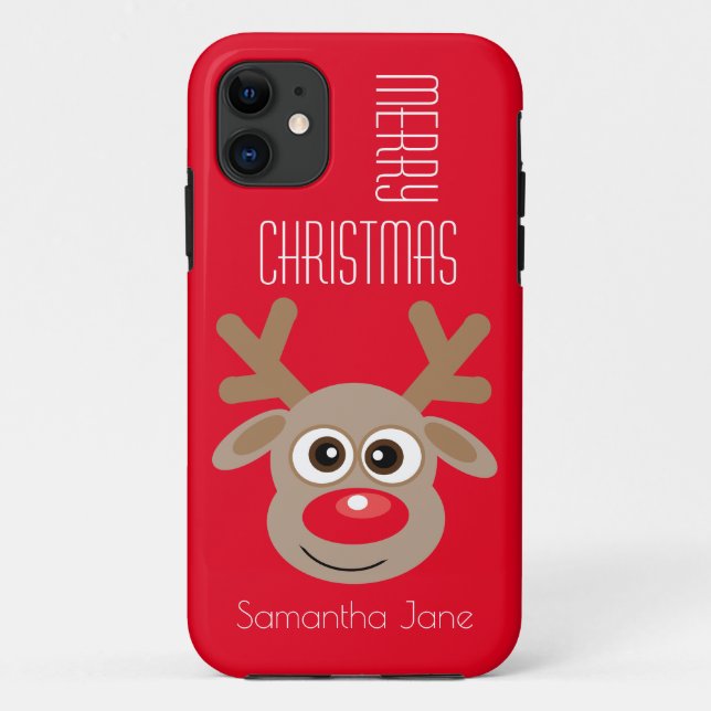 Weihnachts-Cartoon-Rentierfigur Rot Case-Mate iPhone Hülle (Rückseite)