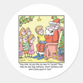 Weihnachts-Cartoon über Santas New Glasses Runder Aufkleber