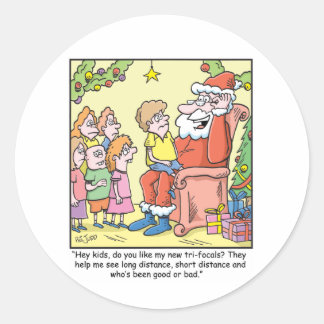 Weihnachts-Cartoon über Santas New Glasses Runder Aufkleber