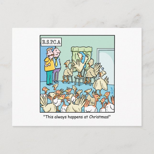 Weihnachts-Cartoon über Truthähne Feiertagspostkarte (Vorderseite)