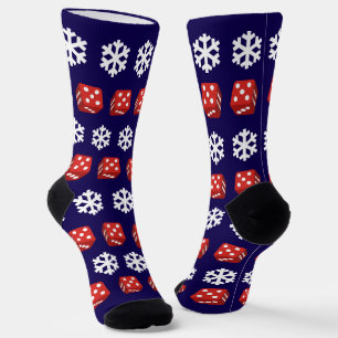 Weihnachts Casino Rote Würfel und Schneeflocken Sp Socken