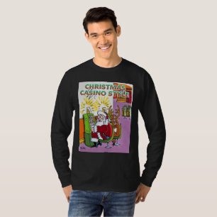 Weihnachts Casino Style Langärmeliges schwarzes S T-Shirt