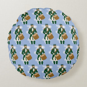 Weihnachts-Casse-Noisette Marineblau Rundes Kissen