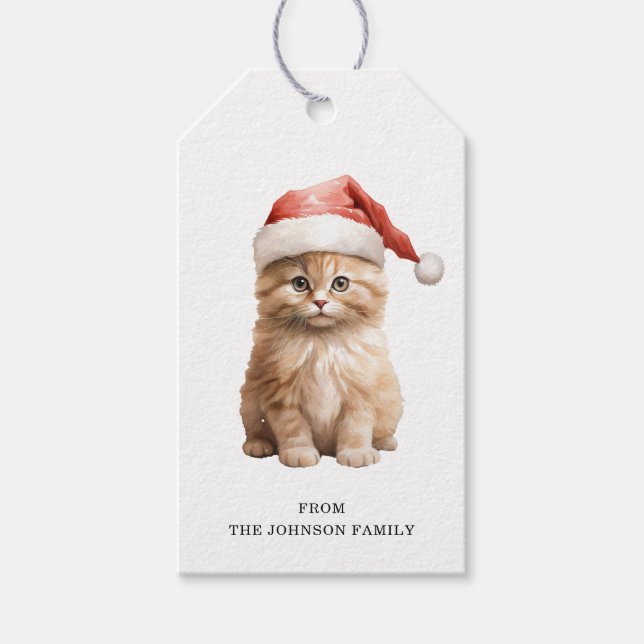 Weihnachts-Cat-Geschenketiketts Geschenkanhänger (Vorderseite)