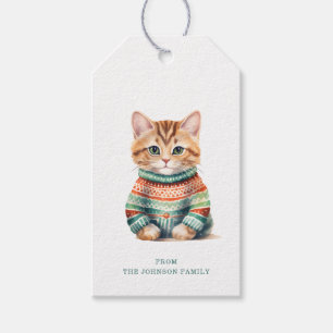 Weihnachts-Cat-Geschenketiketts Geschenkanhänger