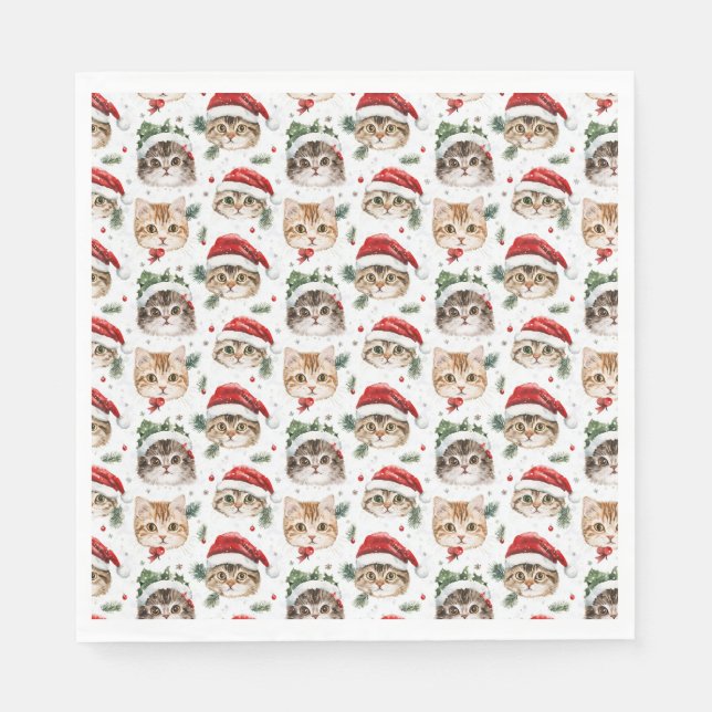 Weihnachts-Cat Party Napkins Serviette (Vorderseite)
