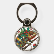 Weihnachts-Chamäleon-PopSocket-Ring
