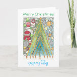 Weihnachts-/Chanukka-Karte (Weihnachten oben) Feiertagskarte<br><div class="desc">Wünschen Sie Freunde und Familie ein glückliches Hanukristmas und ein Christmukkah mit dieser von Hand gezeichneten Karte,  die beide Feiertage feiert.</div>