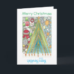 Weihnachts-/Chanukka-Karte (Weihnachten oben) Feiertagskarte<br><div class="desc">Wünschen Sie Freunde und Familie ein glückliches Hanukristmas und ein Christmukkah mit dieser von Hand gezeichneten Karte,  die beide Feiertage feiert.</div>