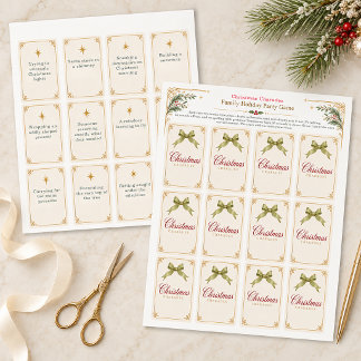 Weihnachts-Charade Familienparty-Spielkarten