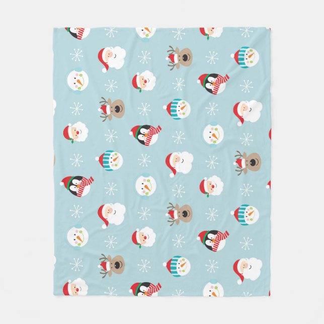 Weihnachts-Charakterköpfe: Feierliche Wrap Fleecedecke (Vorderseite)