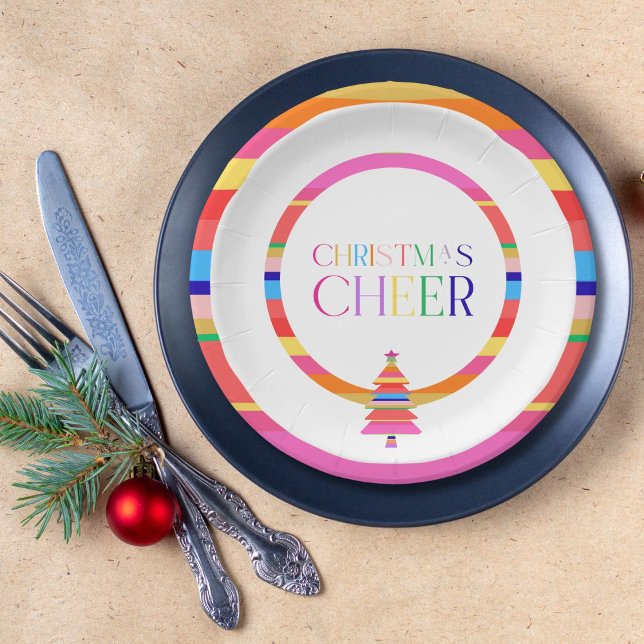 Weihnachts-Cheer farbenfrohe Baumpapierplatte Pappteller (Von Creator hochgeladen)