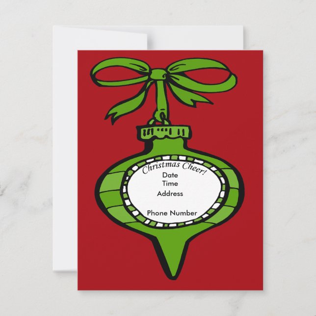 Weihnachts-Cheer Green Ornament Einladungskarte (Vorderseite)
