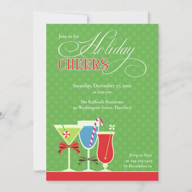 Weihnachts-Cheers Holiday Cocktail Party Einladung (Vorderseite)
