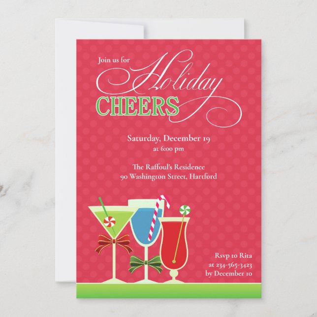 Weihnachts-Cheers Holiday Cocktail Party Einladung (Vorderseite)