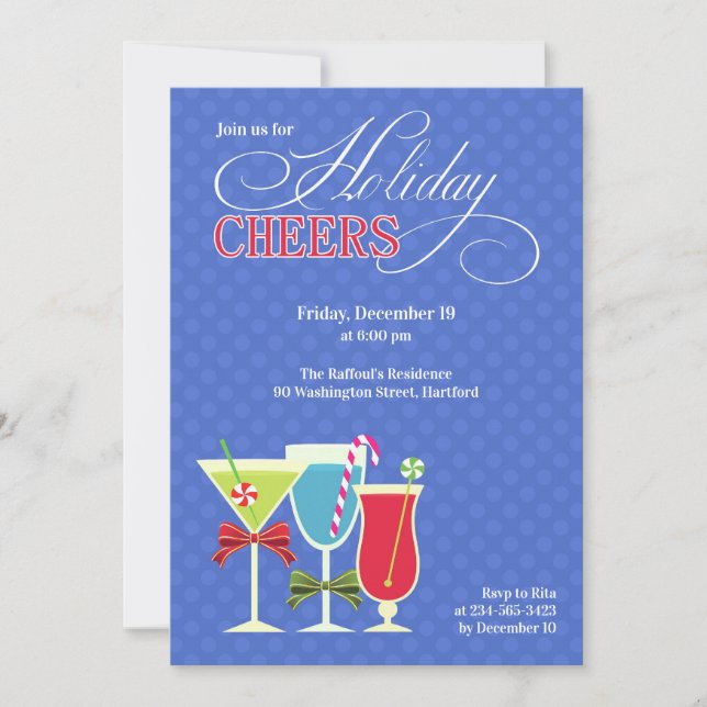 Weihnachts-Cheers Holiday Cocktail Party Einladung (Vorderseite)