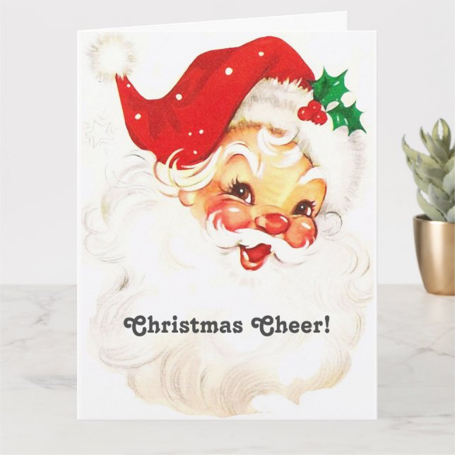 Weihnachts-Chef Vintag Weihnachtsmann-Gesicht Karte (Kleine Pflanze)
