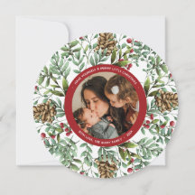Weihnachts-Cherry Holiday Foto Round Card