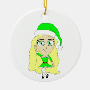 Weihnachts-Chibi Keramik Ornament