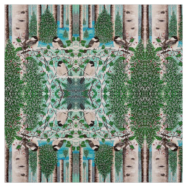 Weihnachts-Chickadee Chatter Fabric 6 Stoff (Muster)