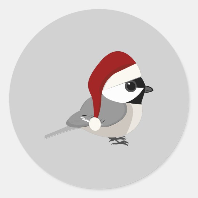 Weihnachts-Chickadee Runder Aufkleber (Vorderseite)