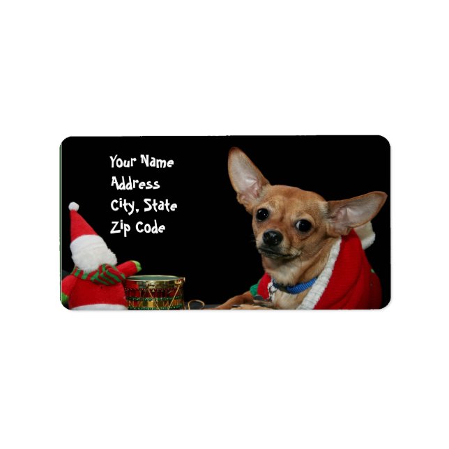 Weihnachts-Chihuahua-Adressetiketten Adressaufkleber (Vorne)