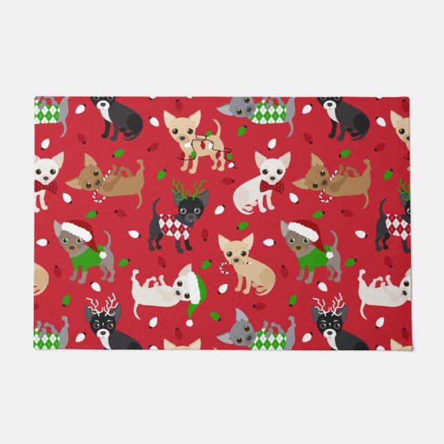Weihnachts Chihuahua Alle Coats Fußmatte (Vorderseite)