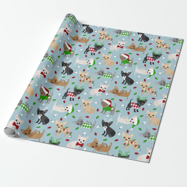 Weihnachts Chihuahua Alle Coats Geschenkpapier (Ungerollt)